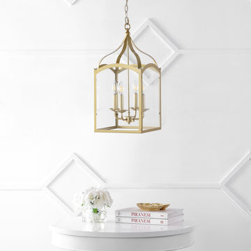 Ruth 11" Traditional Classic Lantern Metal/Glass LED Pendant - JONATHAN Y